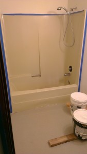 New paint and flooring in the bathroom.